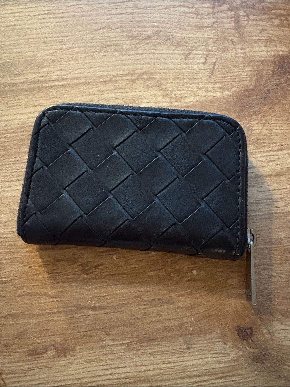 Bottega Veneta black coin zip wallet